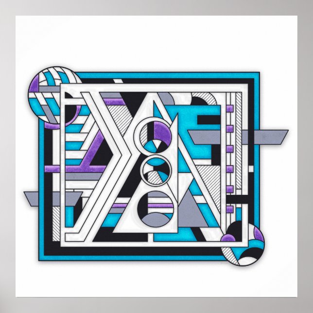 Póster Unidad 124 - Diseño geométrico retro-futurista (Frente)