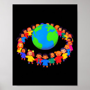 Póster Unidad Alrededor Del Mundo - Niños Manteniendo Man