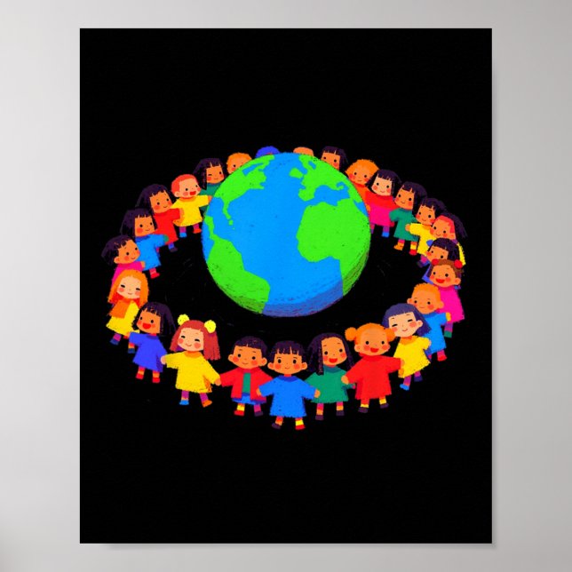 Póster Unidad Alrededor Del Mundo - Niños Manteniendo Man (Frente)