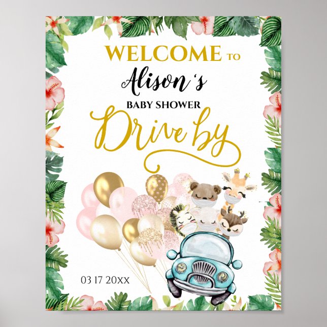 Póster Unidad de Baby Shower BIENVENIDA POSTER Safari Fri (Frente)