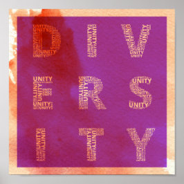 Póster Unidad en el poster de acuarela de la diversidad