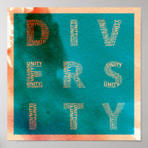 Póster Unidad en poster de la acuarela de la diversidad