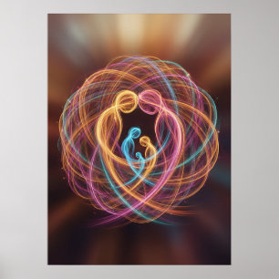 Póster Unidad familiar en abstracto