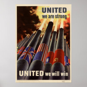 Póster Unidos en la Segunda Guerra Mundial, somos fuertes