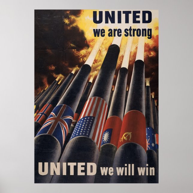 Póster Unidos Somos fuertes unidos ganaremos (Frente)