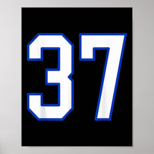 Póster Unifo Jugador De Jersey Del Número 37 De Azul Blan