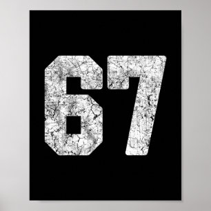 Póster Uniforme de jugador con número 67 blanco desgastad