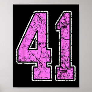 Póster Uniforme de jugador de Grunge Rosa y Rosa Número 4
