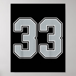 Póster Uniforme de Jugador de Jersey Silver Black Number