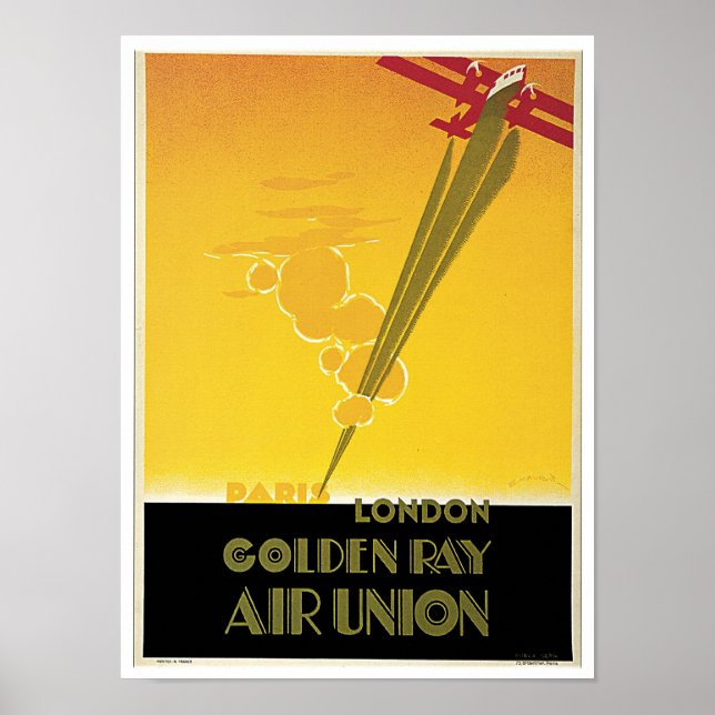 Póster Unión Aérea Golden Ray (Frente)