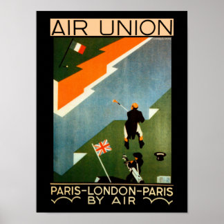 Póster Unión Aérea ~ París-Londres-París por vía aérea