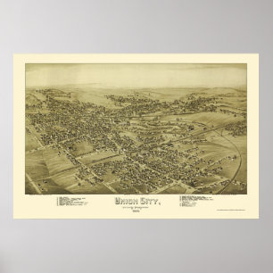 Póster Union City, PA Panoramic Map - 1895