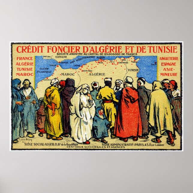 Póster Unión de Crédito de África del Norte 1900 (Frente)