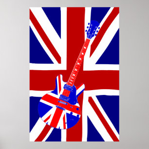 Póster Union Jack British Guitar Art 2