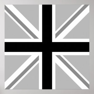 Póster Union Jack/monocromo de la bandera