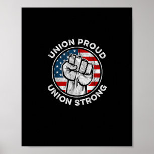 Póster Unión Orgullosa Bandera Norteamericana Fuerte - Gu