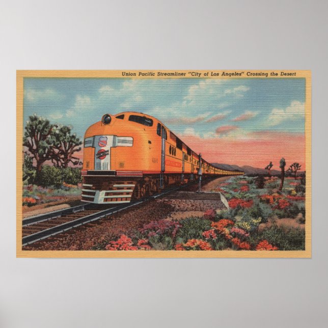 Póster Union Pacific Train, ciudad de Los Ángeles. (Frente)