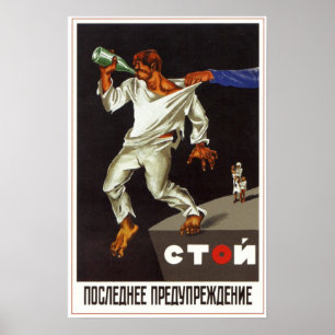 Póster Unión Soviética de la URSS Antialcohol 1929