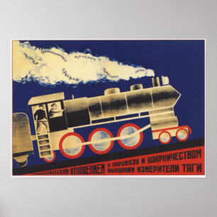 Póster Unión Soviética de la URSS Ferrocarril 1924