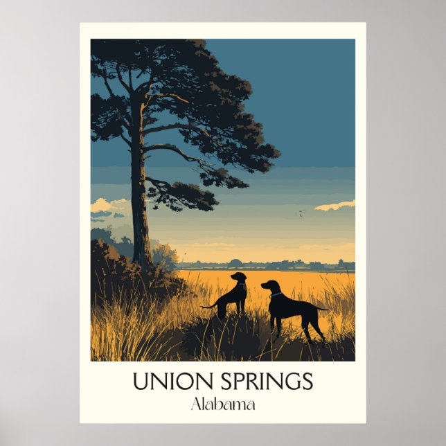 Póster Union Springs Alabama Perros Atardecer (Frente)