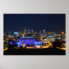 Póster Union Station en Azul, Kansas City (19x10)