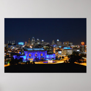 Póster Union Station en Azul, Kansas City (19x10)