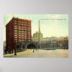 Póster Union Station, Pittsburgh PA 1910 Vintage
