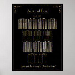 Póster Unique Art Deco Great Gatsby Wedding Seating Chart