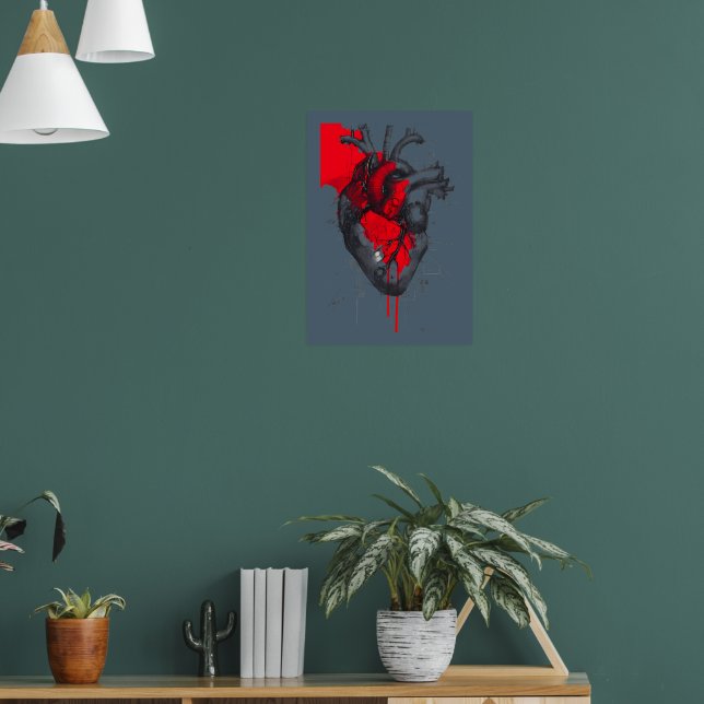 Póster Unique Red Splatter Human Heart Poster Art (Salón 1)