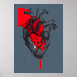 Póster Unique Red Splatter Human Heart Poster Art
