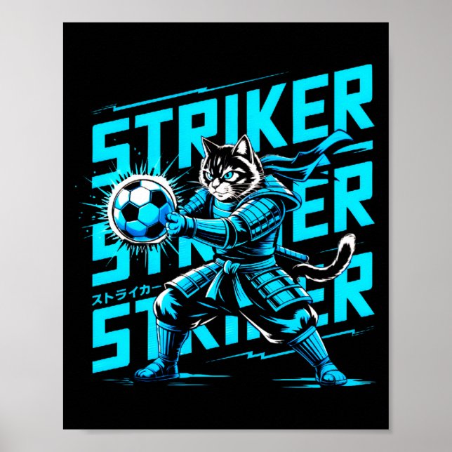 Póster Unique Samurai Cat For Soccer Fans Cat Lovers T Sh (Frente)
