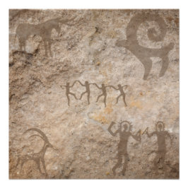 Póster Unique Southwest Petroglyph Native Paintings