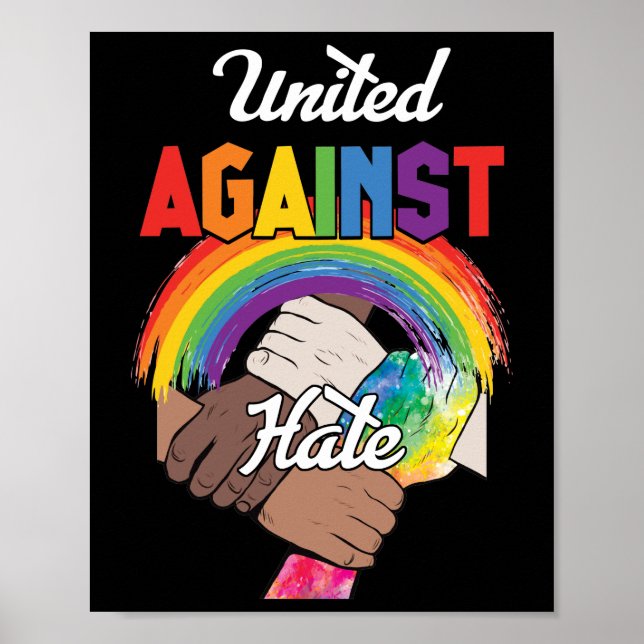 Póster United Against Hate Black Melanin Rainbow Hand (Frente)