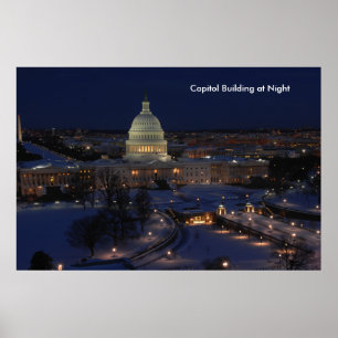 Póster United States Capitol Building at Night