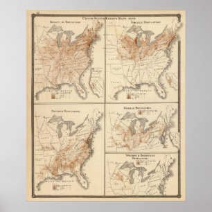 Póster United States Census maps, 1870