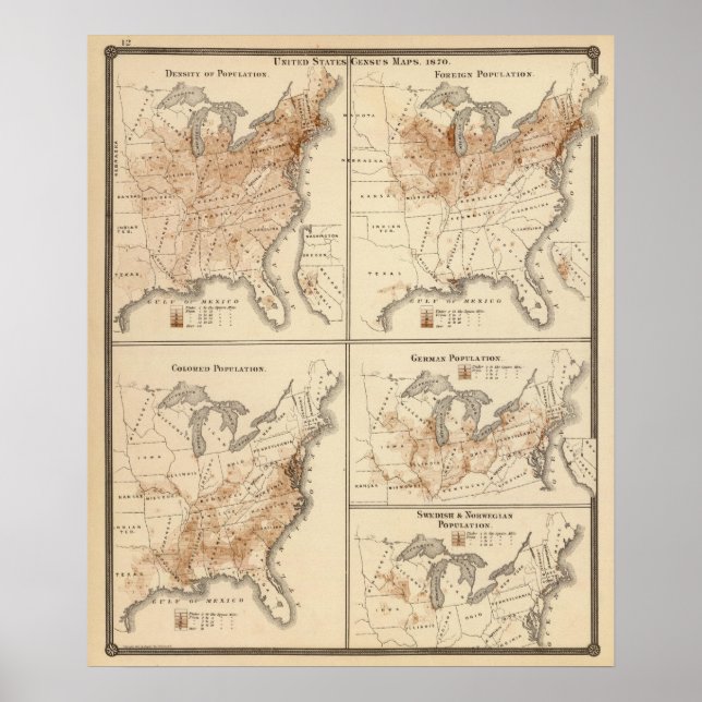 Póster United States Census maps, 1870 (Frente)