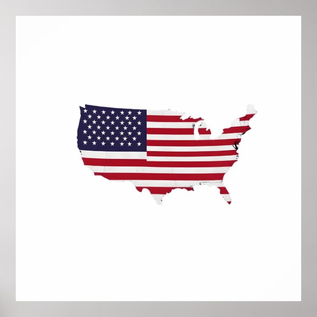 Póster United States Map Filled with American Flag (Frente)