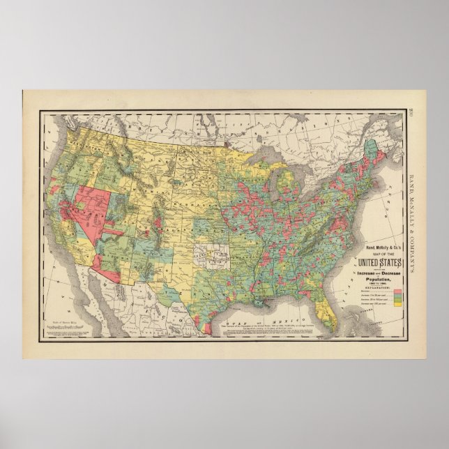 Póster United States Population Increase, 1880-1890 (Frente)
