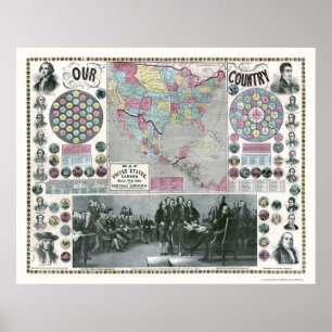Póster United States Presidents Map - 1859