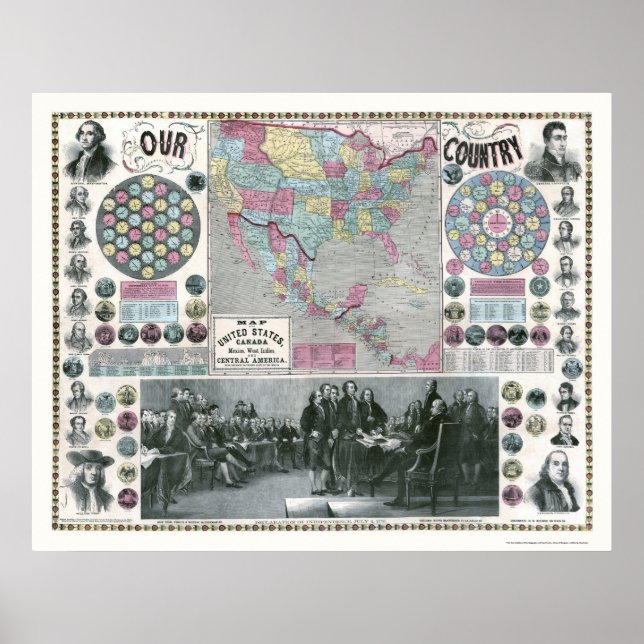 Póster United States Presidents Map - 1859 (Frente)