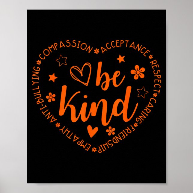 Póster Unity Day Be Kind Kindness Orange Anti Bullying Te (Frente)