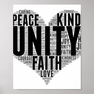 Póster Unity Wordcloud Be Kind Stop Bulling Naranja Unity