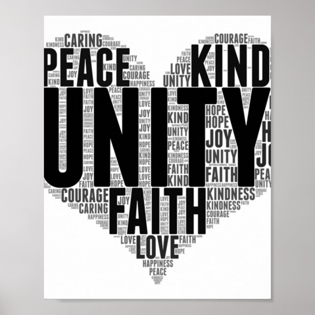 Póster Unity Wordcloud Be Kind Stop Bulling Naranja Unity (Frente)