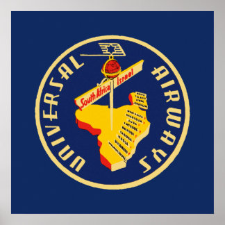 Póster Universal Airways ~ Sudáfrica a Israel