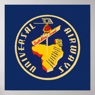 Póster Universal Airways ~ Sudáfrica a Israel