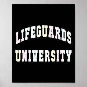 Póster Universidad divertida de salvavidas viaje a la pla