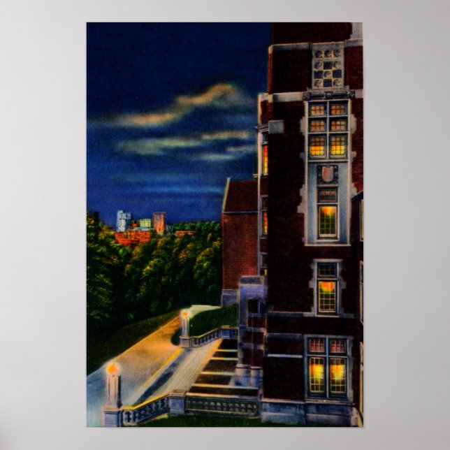 Póster Universidad Tennessee de Knoxville de noche (Frente)