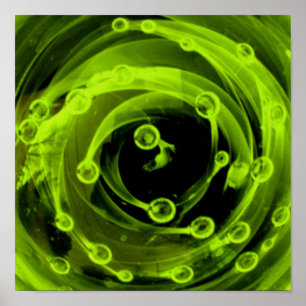 Póster Universo de neón de la nebulosa del vidrio verde