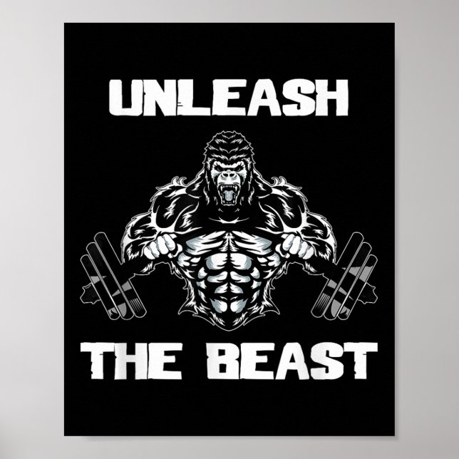 Póster Unleahe Gorilla Bodybuilding Motivational Gift  (Frente)