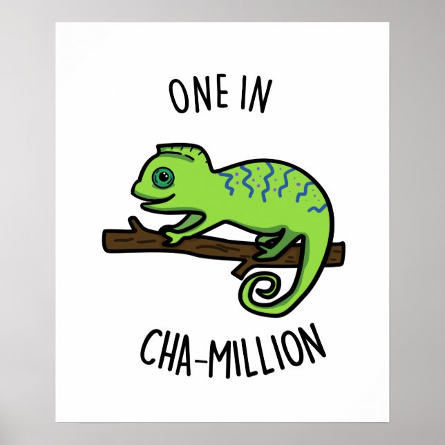 Póster Uno en Cha-Million Gracioso Chameleon Pun (Frente)